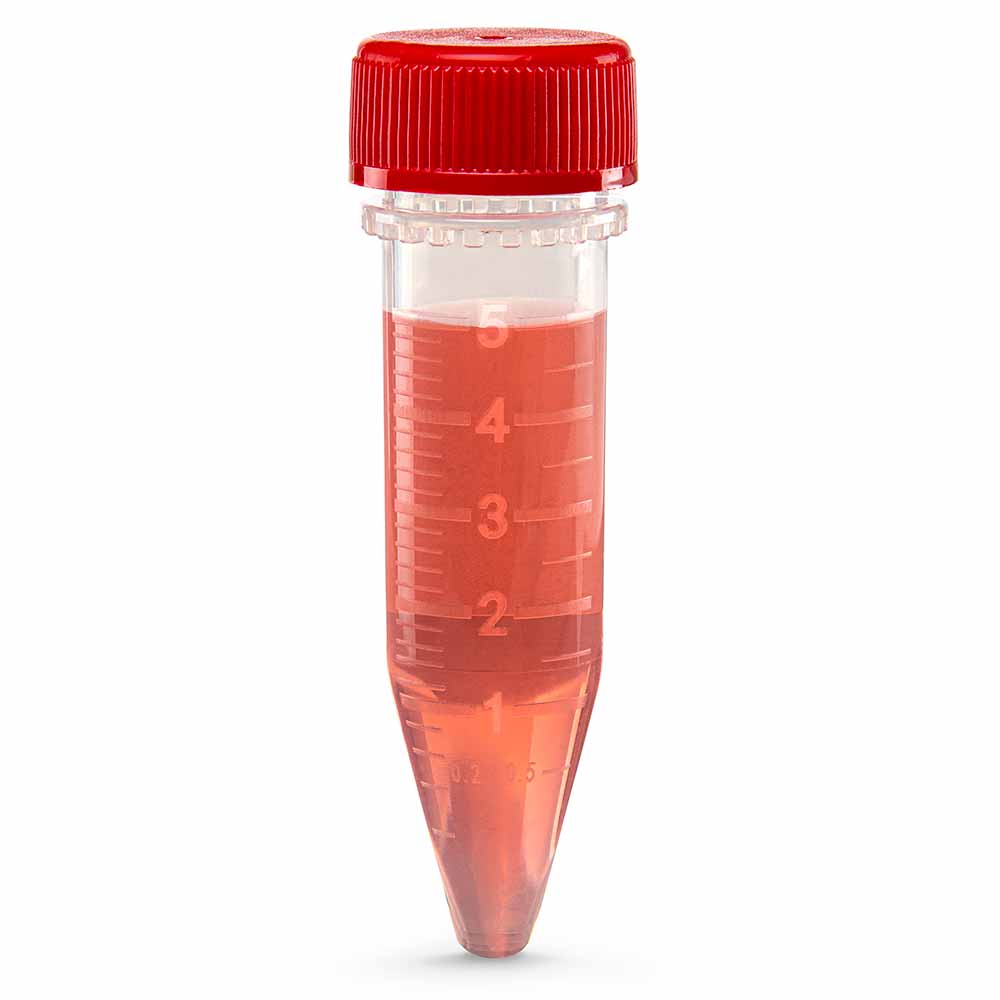 Diamond Midi Centrifuge Tube, 5.0Ml, Pp, Assembled Red Screw Cap, Graduated, Sterile, 20/Bag, 10 Bags/Unit