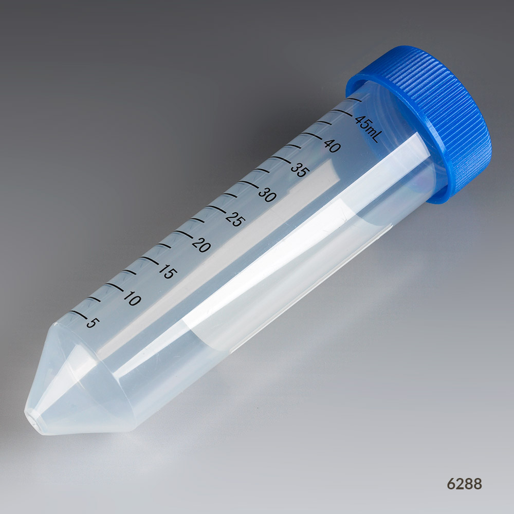 Centrifuge Tube, 50Ml, Attached Blue Flat Top Screw Cap, Pp, Printed Graduations, Sterile, 25/Bag, 20 Bags/Case
