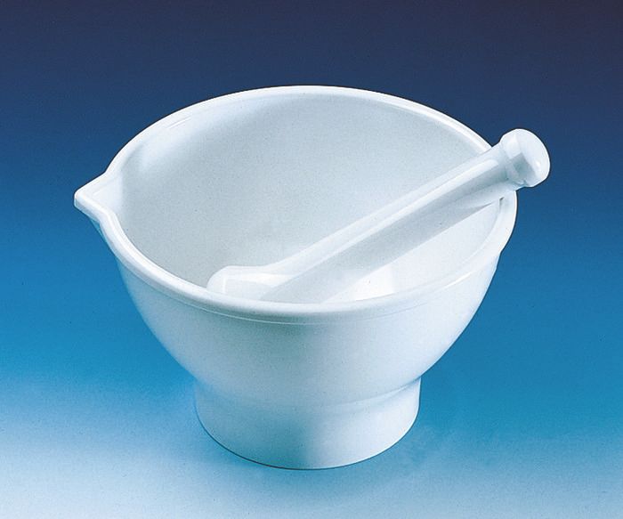 Mortars, MF, white, with base, with spout