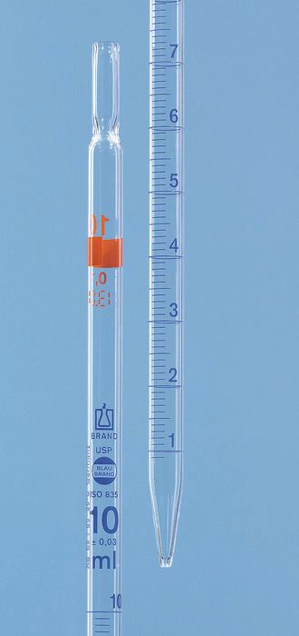 Graduated pipettes USP, BLAUBRAND®, class AS, type 2, total delivery, td, ex, AR-GLAS®, DE-M, USP batch certificate