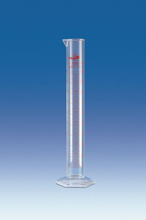 Graduated cylinders, PMP, Class A, tall form, red printed graduation