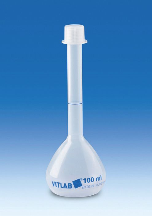 Volumetric flasks, PP, Class B, with screw cap, PP