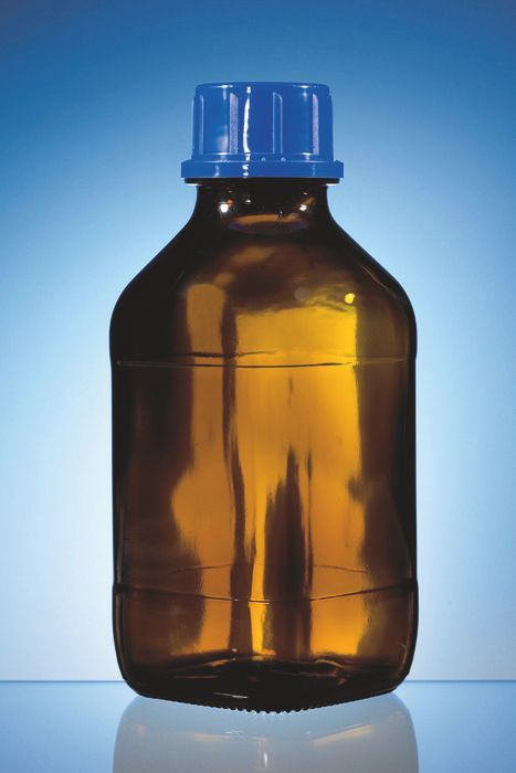 Threaded bottle, soda-lime glass, amber, ethylene-acrylate coated — 250 ml