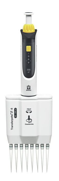 Multi-channel micropipette Transferpette® S -8, adjustable, DE-M — 20 - 200 μl