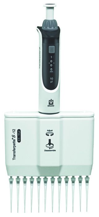 Multi-channel micropipette Transferpette® S -12, adjustable, DE-M — 0.5 - 10 μl