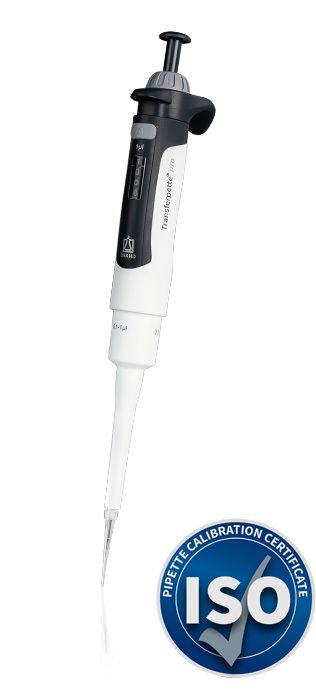 Single-channel micropipette Transferpette® pro, adjustable, DE-M, ISO 17025/ISO 8655 calibration certificate