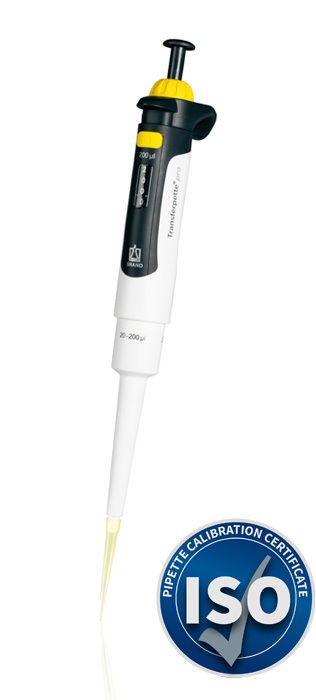 Single-channel micropipette Transferpette® pro, adjustable, DE-M, ISO 17025/ISO 8655 calibration certificate — 0.1 - 1 μl