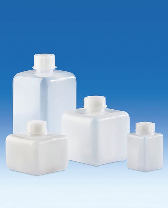 Narrow-mouth bottles, PE-HD, square