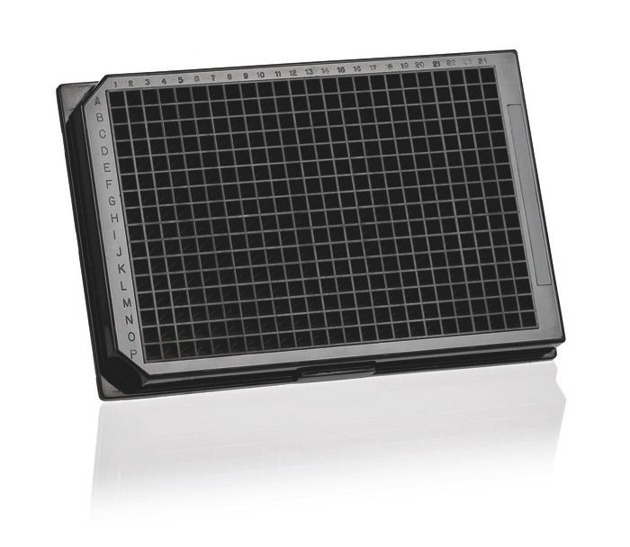 BRANDplates® microtitration plate, 384-well, pureGradeTM, PS, BIO-CERT® CERTIFIED QUALITY — black