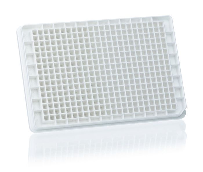 BRANDplates® microtitration plate, 384-well, cellGradeTM, PS, F-bottom, BIO-CERT® CELL CULTURE QUALITY, sterile — white