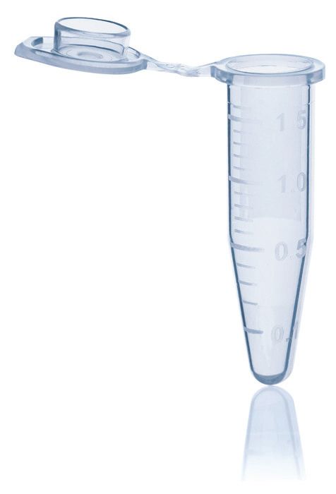 Microcentrifuge tubes, PP, 1.5 ml, with attached cap, BIO-CERT® PCR QUALITY — blue