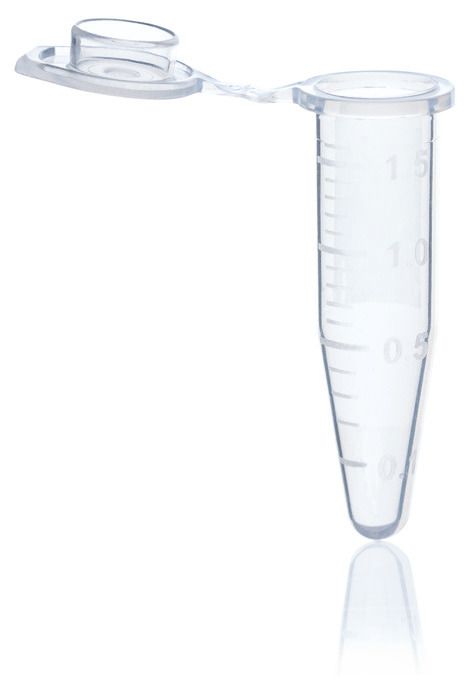 Microcentrifuge tubes, PP, 1.5 ml, with attached cap, BIO-CERT® PCR QUALITY — transparent