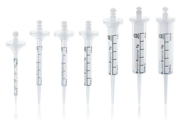 Dispenser-Tips PD-Tips II, Set 0,5, 1, 1,25, 2,5, 5, 10 and 12,5 ml, type encoded, CERTIFIED LIFE SCIENCE QUALITY
