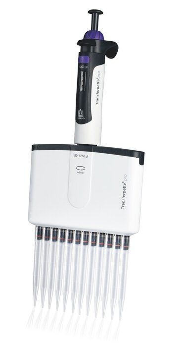 Multi-channel micropipette Transferpette® pro-12, adjustable, DE-M — 50 - 1,250 μl