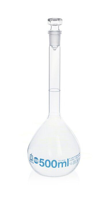 Volumetric flasks USP, BLAUBRAND®, class A, DE-M, Boro 3,3, with glass stopper, USP batch certificate